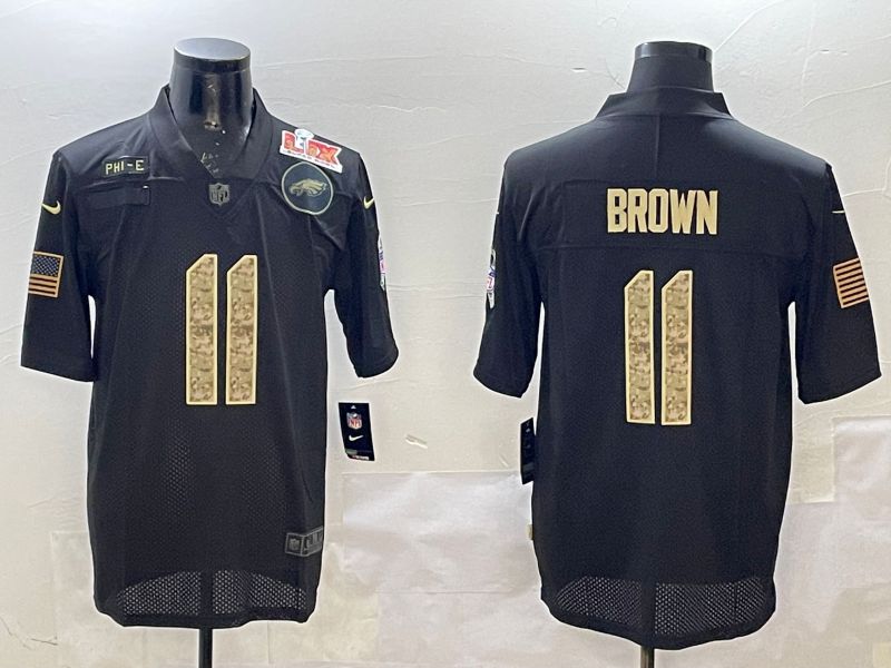 Men Philadelphia Eagles #11 Brown Black 2025 Nike Salute to Service Limited NFL Jersey style 5
